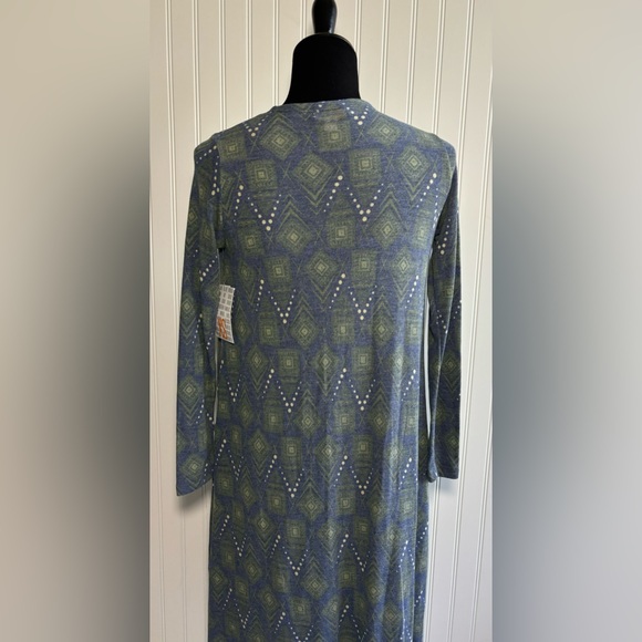 LuLaRoe Sarah Cardigan Duster Sweater Women’s Size XS Blue Green Cream - Picture 16 of 16